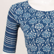 Indigo Blue Dabu Printed Cotton Blouse 10052591