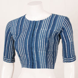 Indigo Blue Dabu Printed Cotton Blouse 10052592