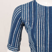 Indigo Blue Dabu Printed Cotton Blouse 10052592