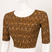 Brown Handcrafted Ikat Cotton Blouse 10052594