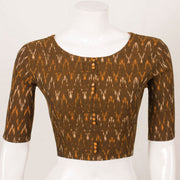 Brown Handcrafted Ikat Cotton Blouse 10052594
