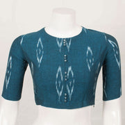 Blue Handcrafted Ikat Cotton Blouse 10052595