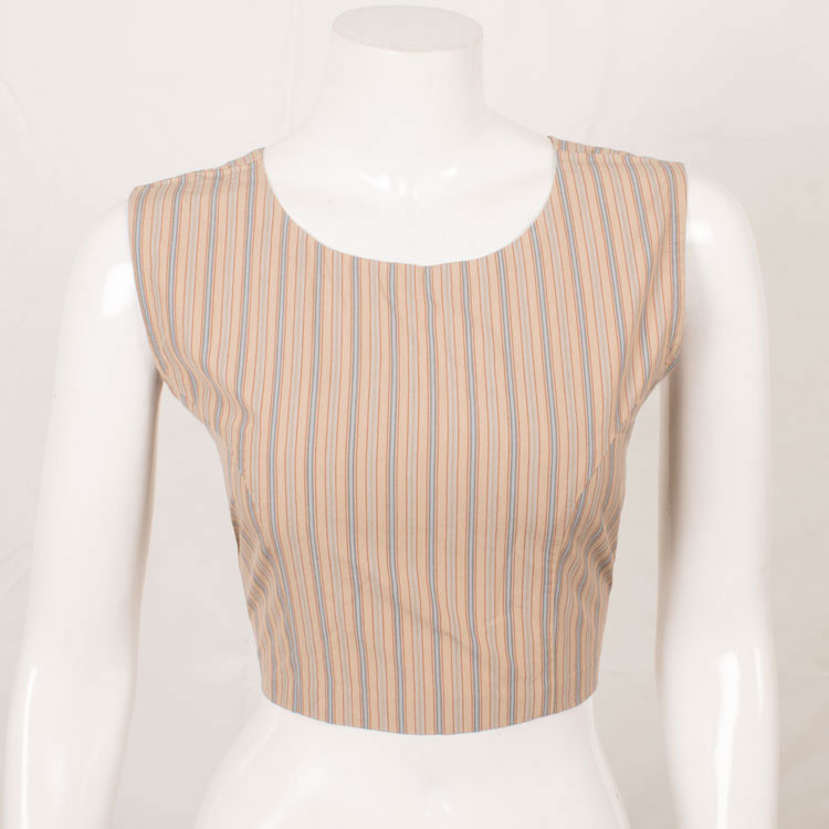 Striped Design Sleeveless Cotton Blouse 10052598