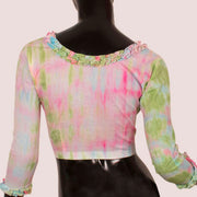 Multicolour Shibori Dyed Cotton Blouse 10052599