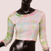 Multicolour Shibori Dyed Cotton Blouse 10052599