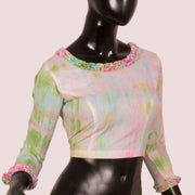 Multicolour Shibori Dyed Cotton Blouse 10052599