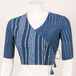 Indigo Blue Dabu Printed Cotton Blouse 10052602