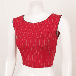 Red Handcrafted Ikat Cotton Blouse 10052607