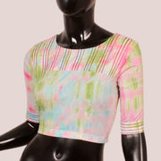 Green Shibori Dyed Cotton Blouse 10052609