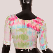 Green Shibori Dyed Cotton Blouse 10052609