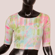 Green Shibori Dyed Cotton Blouse 10052609