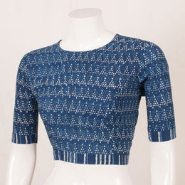Indigo Blue Dabu Printed Cotton Blouse 10052612