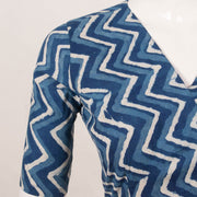 Indigo Blue Dabu Printed Cotton Blouse 10052613