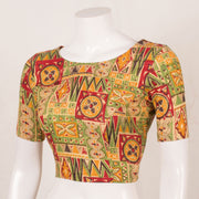 Green & Yellow Fancy Printed Cotton Blouse 10053555