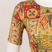 Green & Yellow Fancy Printed Cotton Blouse 10053555