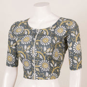 Grey Hand Block Printed Cotton Blouse 10053561