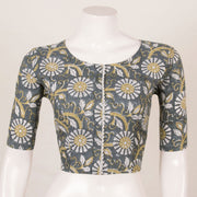 Grey Hand Block Printed Cotton Blouse 10053561