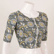 Grey Hand Block Printed Cotton Blouse 10053561