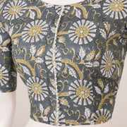 Grey Hand Block Printed Cotton Blouse 10053561
