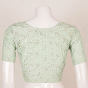 Pastel Green Metallic Printed Silk Cotton Blouse 10053562