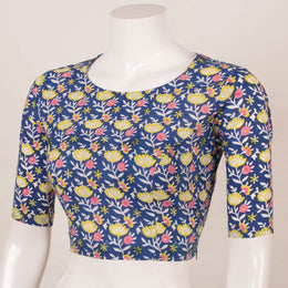 Blue Hand Block Printed Cotton Blouse 10053572