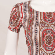 Red & Brown Fancy Printed Cotton Blouse 10053574