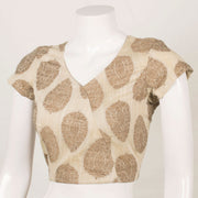 Cream Fancy Printed Cotton Blouse 10053578