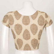 Cream Fancy Printed Cotton Blouse 10053578