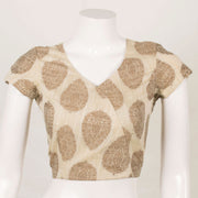 Cream Fancy Printed Cotton Blouse 10053578