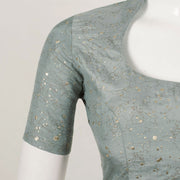Grey Metallic Printed Silk Cotton Blouse 10053587