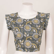 Grey Hand Block Printed Cotton Blouse 10053576