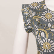 Grey Hand Block Printed Cotton Blouse 10053576
