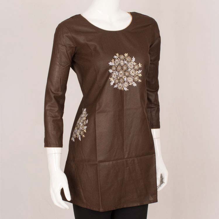 Handcrafted Embroidered Cotton Kurta 10037312