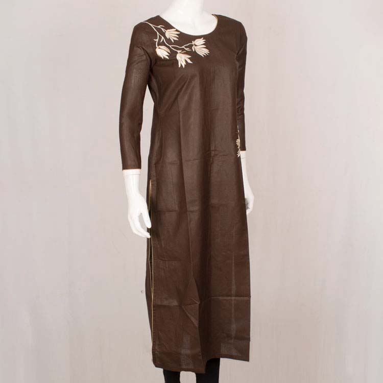 Handcrafted Embroidered Cotton Kurta 10037314
