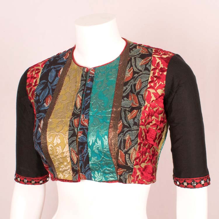 Mirror Work Embroidered Cotton Blouse 10049253
