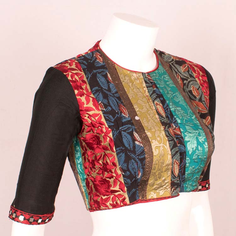 Mirror Work Embroidered Cotton Blouse 10049253