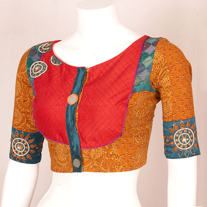 Hand Block Printed Embroidered Cotton Blouse 10049293