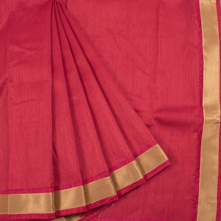 Handcrafted Silk Cotton Saree with Contrast Blouse 10039896