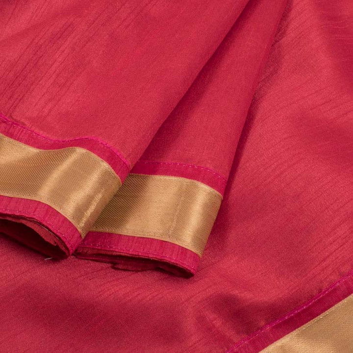 Handcrafted Silk Cotton Saree with Contrast Blouse 10039896