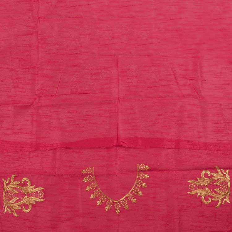 Handcrafted Silk Cotton Saree with Contrast Blouse 10039897