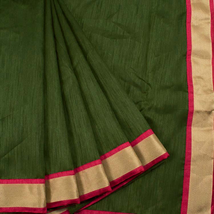 Handcrafted Silk Cotton Saree with Contrast Blouse 10039898