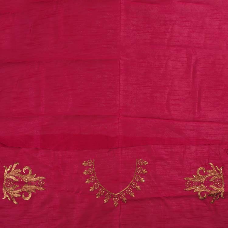 Handcrafted Silk Cotton Saree with Contrast Blouse 10039899
