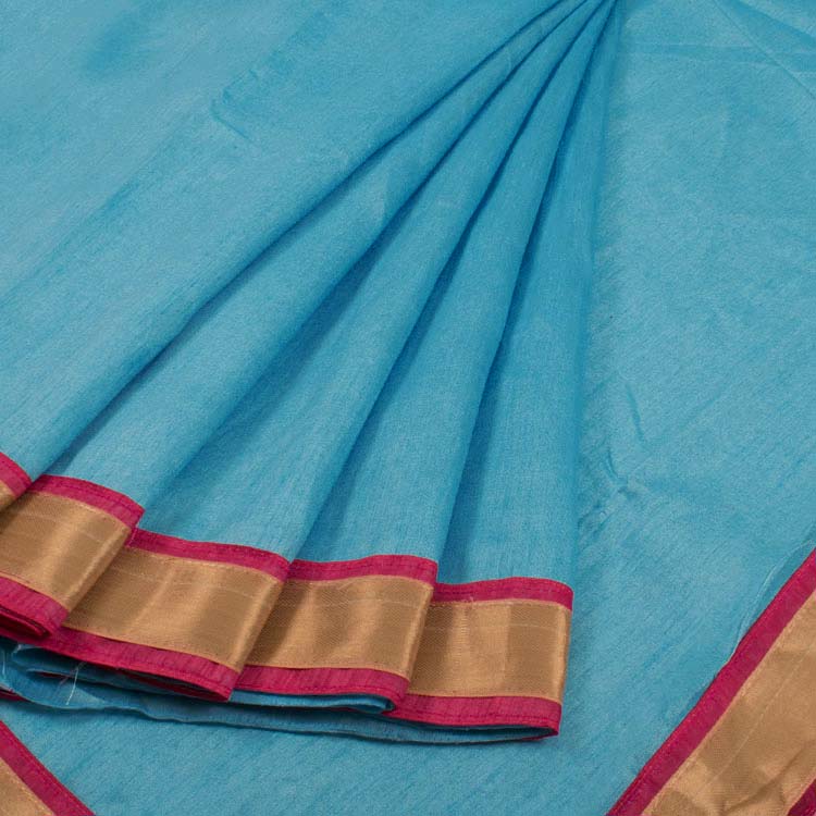 Handcrafted Silk Cotton Saree with Contrast Blouse 10039901