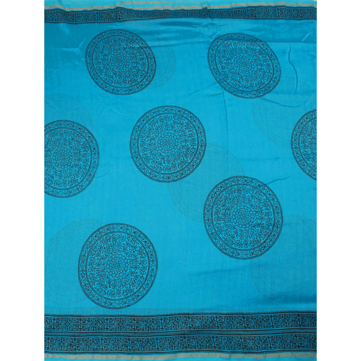Hand Block Printed Chanderi Silk Cotton Saree 10025439