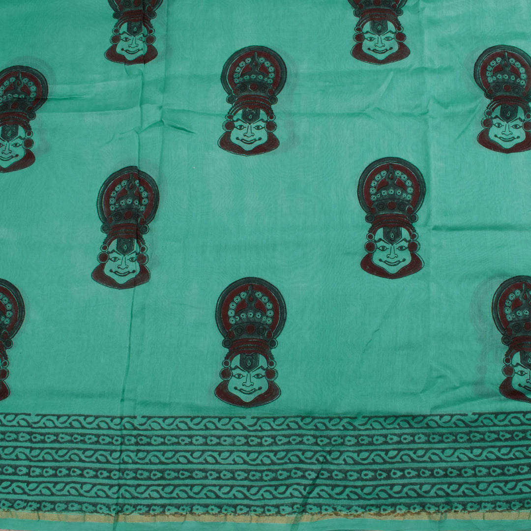 Hand Block Printed Chanderi Silk Cotton Saree 10029949