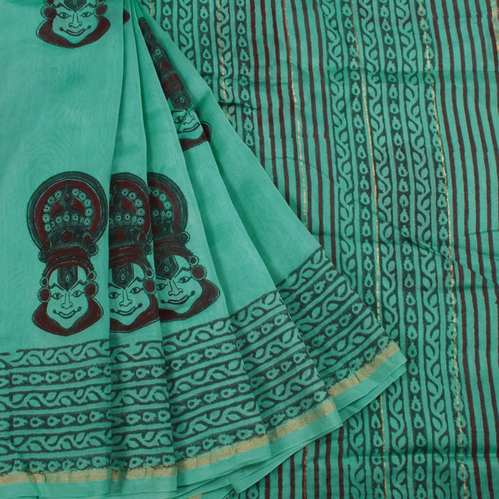 Hand Block Printed Chanderi Silk Cotton Saree 10029949