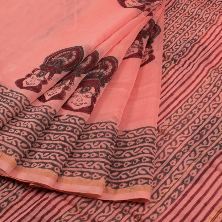 Hand Block Printed Chanderi Silk Cotton Saree 10029958