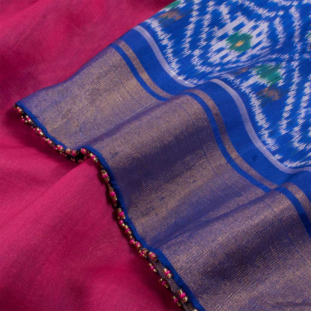Pochampally Ikat Hand Embroidered Half and Half Silk Saree 10032517
