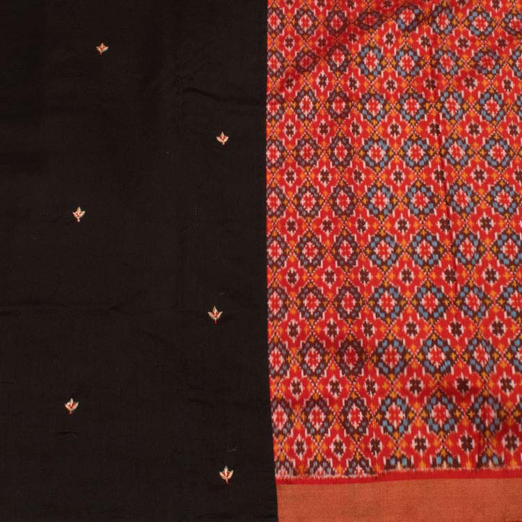 Pochampally Ikat Hand Embroidered Half and Half Silk Saree 10044132