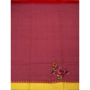 Applique Embroidered Handloom Kuttu Khadi Cotton Saree 10036122